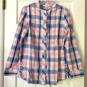 Plaid Button Down with Tied Sides